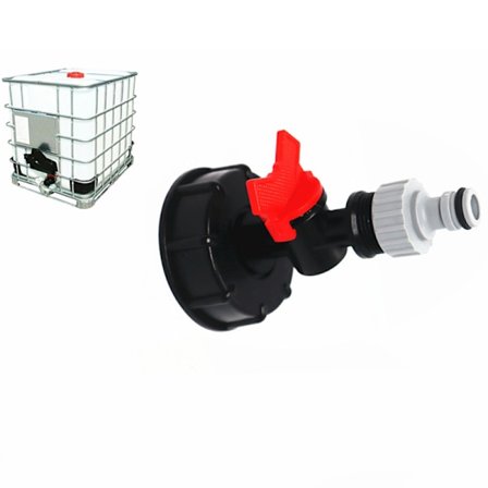1000 liters IBC vandtank med S60x6 og 3/4 adapterventil (tryk o