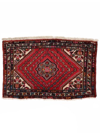 65X105 Tapete Oriental Hamadã Preto/Vermelho Escuro (Lã, Pérsia/Irão)