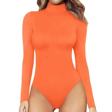 Dame Mock Turtle Neck Langærmet Toppe Bodysuit Jumpsuit