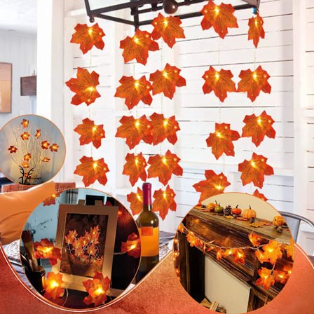 3M Maple Leaf Ljusslinga, 20 LED Maple Leaf Ljusslinga - Lönnlöv - för Utomhus, Hem, Jul, Thanksgiving, Dekoration