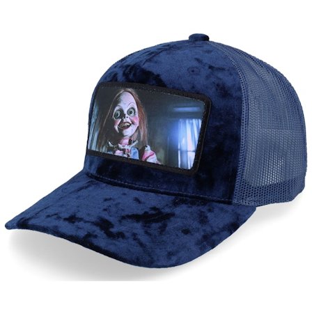 Scenes - Blå trucker Kasket - Evil Doll Velvet Navy/Navy A-frame Trucker @ Hatstore