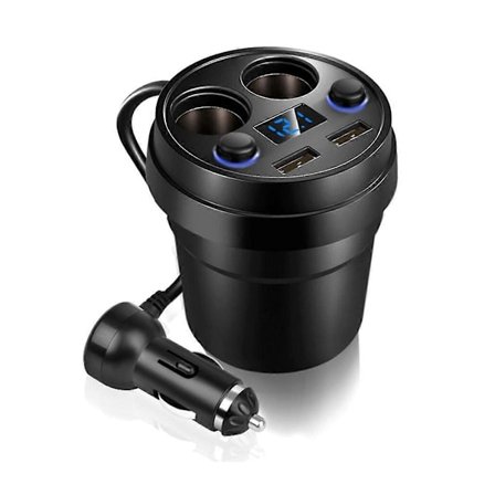 Universal Bilmuggladdare Dubbel USB med Kabel Billaddare Multifunktion Tändare Bil Mobiltelefonladdare