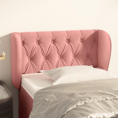 Vidaxl Huvudgavel Med Kanter Rosa 83x23x78/88 Cm Sammet Rosa