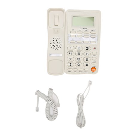 Fasttelefon med ledning, stor knapp, kablet telefon for husholdning, kontor, hotell, eldre, hvit