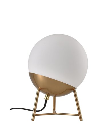 House Nordic Kari - Table Lamp, White Glass, Brass Colored Socket And Legs, Ball Shaped, Ø20 Cm - Gold - 26X20X20CM