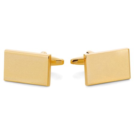 Matowe, prostokątne spinki do mankietów w kolorze złotym dla mężczyzn