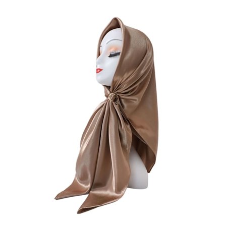 Huvudduk, stor fyrkantig scarf, enfärgad silkesscarf, dam simulerad sidenfärg, satinsatin, centralasiatisk scarf
