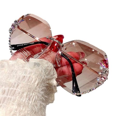 Kantlösa Strass Solglasögon Dam Mode Gradient Lins Solglasögon