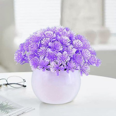 Sett med kombinasjoner Skrivebord Fake Blomster Potteplanter Julepynt Hjemmedekorasjoner Grønn Bonsai Ball