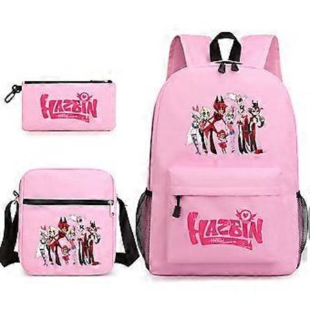 Hazbin Hotel Skolesekk Ryggsekk Penal Skulderveske Tredelt Sett _27