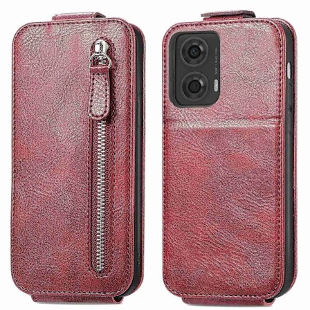 Plånboksfodral med dragkedja i läder för Motorola Moto G34 5G-Perfet