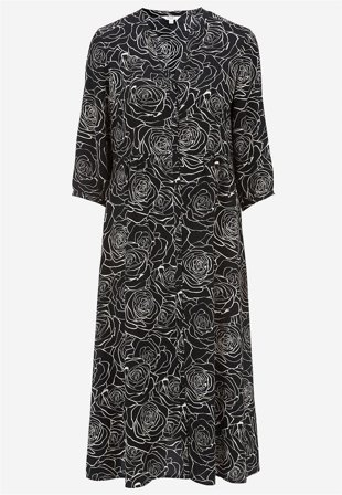 Cellbes of Sweden - Kjole i viskose med et blomstermønster i sort / beige til damer i størrelse 38/40