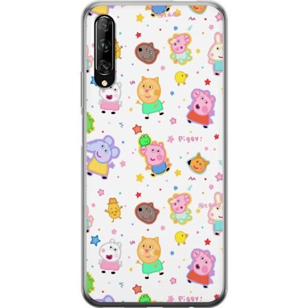 Yhteensopiva Puhelinkuori Huawei P smart Pro 2019 Värikkäät piirretyt eläinhahmot leikkisässä tyylissä tähtien ja pisteiden kera vaalealla taustalla