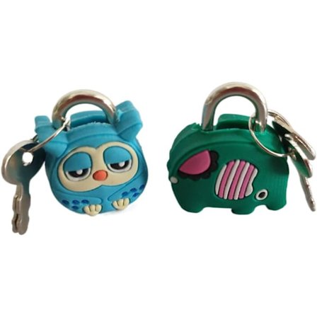 Sød Ugle Elefant Lås Hængelås med Nøgler til Kufferter Smykkeskrin Håndtaske, Tegneserie Dyr Mini Hængelås Sikkerhedslås fo