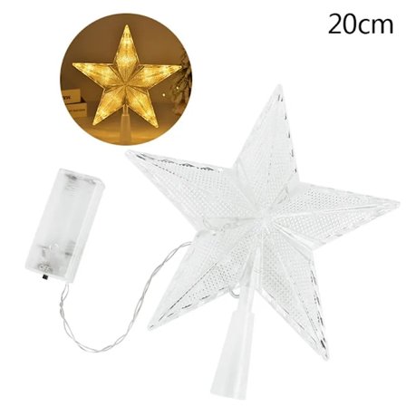 Jul Træ LED Top Stjerne Lys Femspidset Stjerne Lampe Batteri Forsynet Glødende Jule pynt