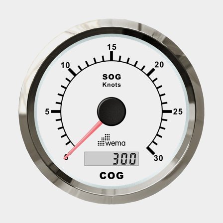 GPS-logg 0-30 knop vit Silverline 85 mm, kompl. m antenn