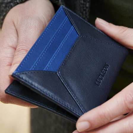 Porte-cartes en cuir noir et bleu anti-RFID Loren pour hommes - Porte-cartes