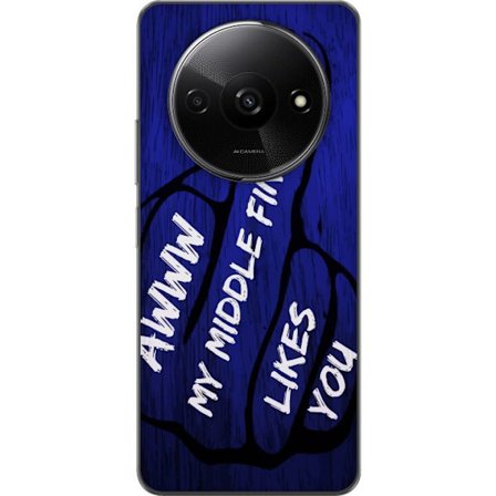 Kompatibelt Mobildeksel til Xiaomi Redmi A3 Mørk typografisk illustrasjon med hjerteform og budskap om vennskap mot dyp blå tretekstur