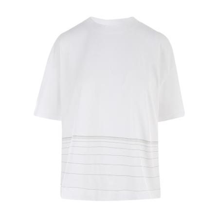 Fabiana Filippi S/S Round Neck Boxied T-Shirt With Embroiidery IN Front Hvid, Dame T-shirts