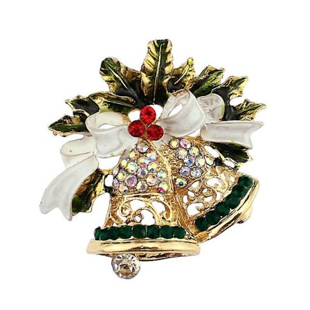 1 stk julebrosje i legering med krystall og emalje til klær, veske, søt smykke