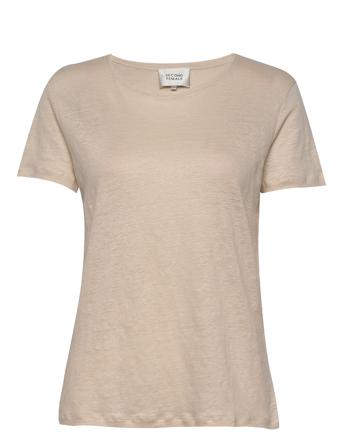 Peony O-Neck Tee T-shirt Top Beige Second Female