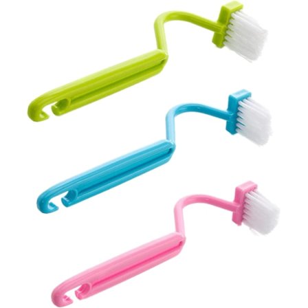 3-pak Buet Toiletbørste Plastik Toiletbørste Kantbørste Rengøringsmiddel