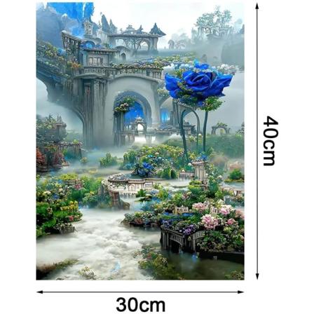 (30 x 40 cm, Fantasy Castle-A) 5D Diamond Art Painting Kit, Castl