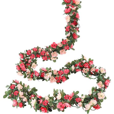 4 st konstgjorda rosor vinranka falsk sidenblomma ros hängande växtlövverk ros dekoration bröllopsbåge utomhusdekor (rosa)