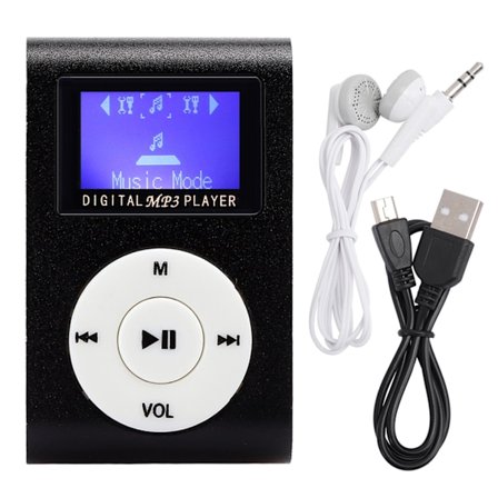 0,8 tommer LCD-skærm Mini bærbar MP3-afspiller Metal Mini Clip MP3 Support hukommelseskort med 3,5 mm hovedtelefon