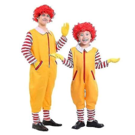 Mcdonald's Cosplay Vanhempa-Lapsi Klovniasu Halloween Joulu Pikaruokaklovni Vaatteet Aikuinen Lapset 140cm