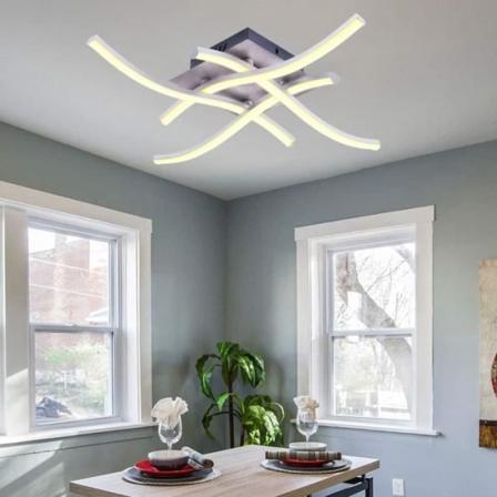 LED-takljus - böjd modern design takljus ljuskrona lampa med 4 ST vågade ljus för vardagsrummet sovrum (varm vit) Vit varm