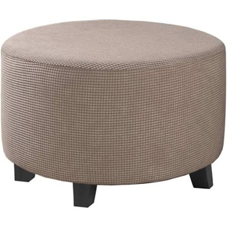 Stretch Jacquard Ottoman Trekk (Grå, Liten), Fotskammelbeskytter, Møbelbeskytter, Skammelbeskytter med sklisikker elastisk bunn