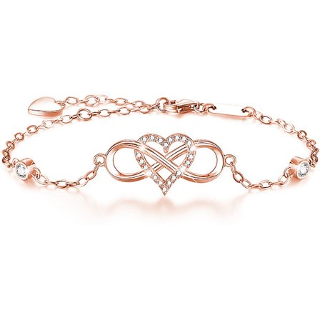 S925 Silver Figure 8 Hjärtarmband Hjärtformad Diamant Zirkon B