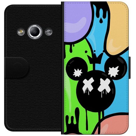 Yhteensopiva Lompakkokotelo Samsung Galaxy Xcover 3 Räiskyvä katutaidetta muotoilu roiskuu graffitia ja musta hiiri-merkki X silmät, trendikäs kau