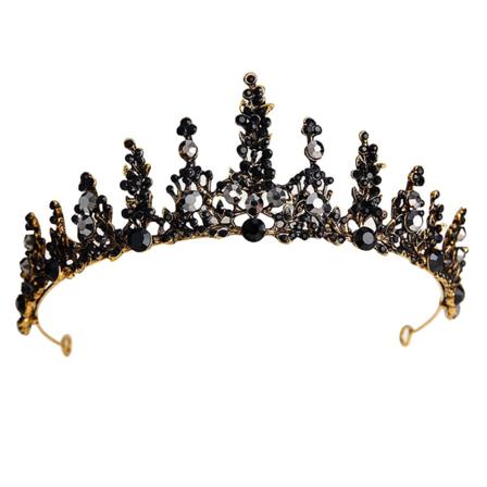 Musta jalokivikuningatar kruunu, pyöreä vintage barokki tiara ja Cr