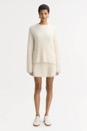 Soft Goat - Alpaca mini skirt - Cashmere skirt - M - Feather White
