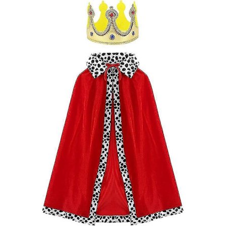 Voksen Konge Dronning Kostymesett, Konge Kappe Dronning Kappe Med Krone (sett med 2).