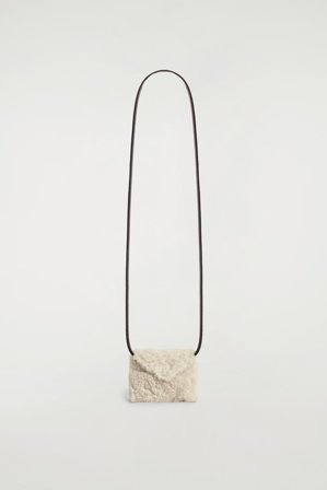 COS Women's Shearling Cardholder Wallet in White