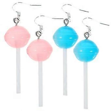 Nye Øreringe Kvinder Daglig Brug Lollipop Øreringe Runde Metal Resin 4 Stk