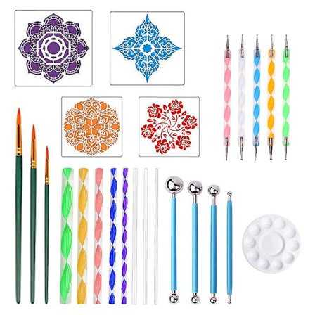25 stk. DIY Mandala Dotting Tools Set Dot Kit Rock Stone Painting Pen Polka Dot Art Tool Template