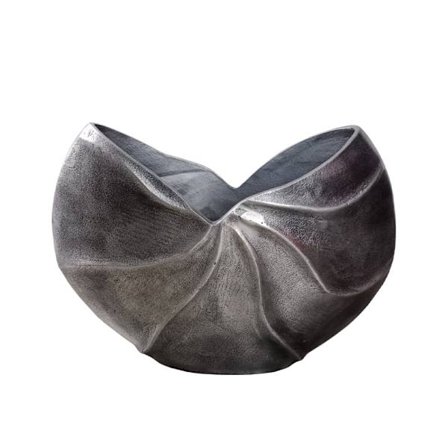 Alumiinimaljakko, 38x13x28cm, hopeanvärinen viimeistely