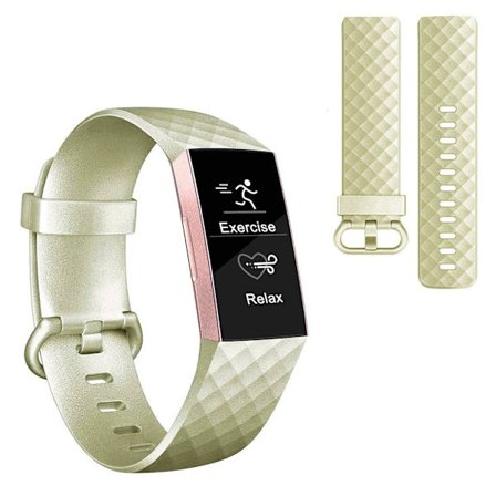 Fitbit Charge 3 shiny silicone watch band - Gold Size: L