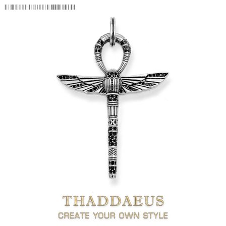 Hänge Livets kors Ankh med Skarabé Mode Etniska smycken Europa 925 Silver Bijoux Gåva för kvinnor och män~000375