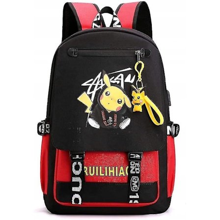 Pokemon Backpack With Usb Port Luminous Pattern Pikachu Backpack