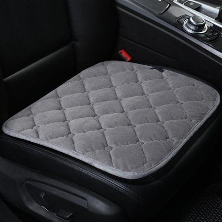 Universelle bløde plys bilsædebetræk med skridsikker bund - sædevarmer til de fleste biler - kontorstolsbeskyttere (grå, 52x52x1cm)