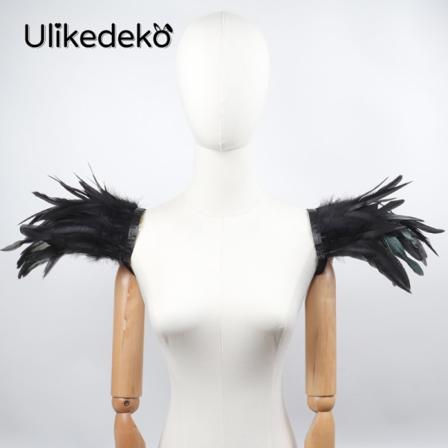 Gotisk fjädersjal rycker på axlarna Bolero fjäder axelomslag Cape Bröllopsfest Halloween Cosplay Rave Carnival Lyx fjädervingar black