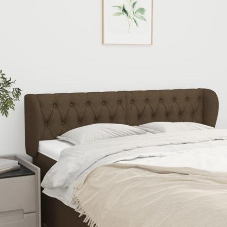 Vidaxl Huvudgavel Med Kanter Mörkbrun 147x23x78/88 Cm Tyg Brun