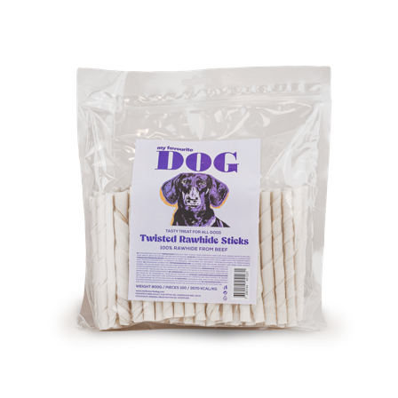 My favourite DOG - Tvunnet råskinnspinner 12,5 cm, 800 g, 100-pk - Hund - Hundegodbiter & tyggebein - Tyggeruller & tyggepinner - ZOO.no