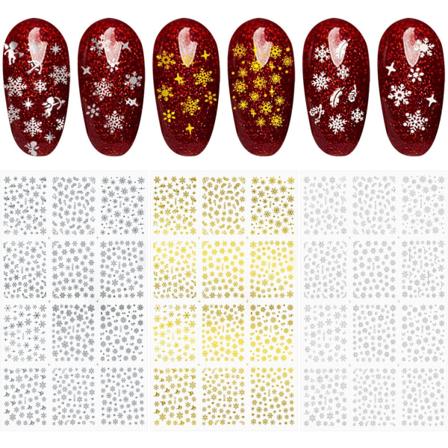 Valkoiset Lumihiutale Kynsilakatarrat Joulu 5D Stereoskooppiset Kohokuvioidut 36 Kpl 3 Arkkia Koristeet Lahjat Naisille Lapsille Tytölle