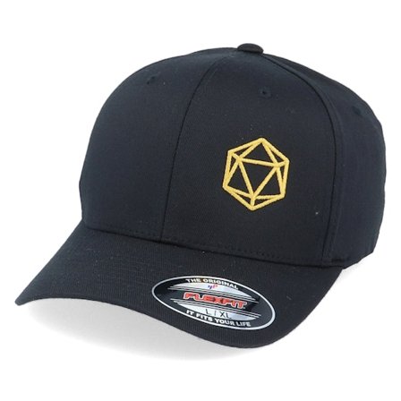 Gamerz - Golden D20 Side Panel Black Flexfit Flexfit Black Cap - @ Hatstore